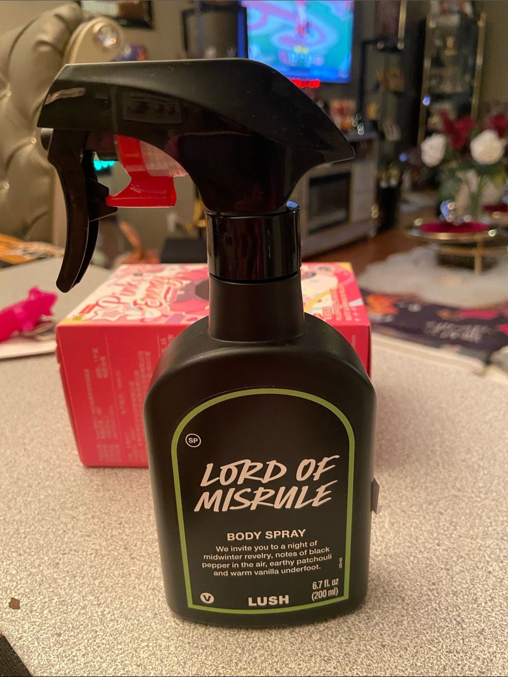 LUSH Lord of Misrule Black Body Spray with Green Accent